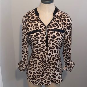 New York & Company XS Animal Print Blouse
